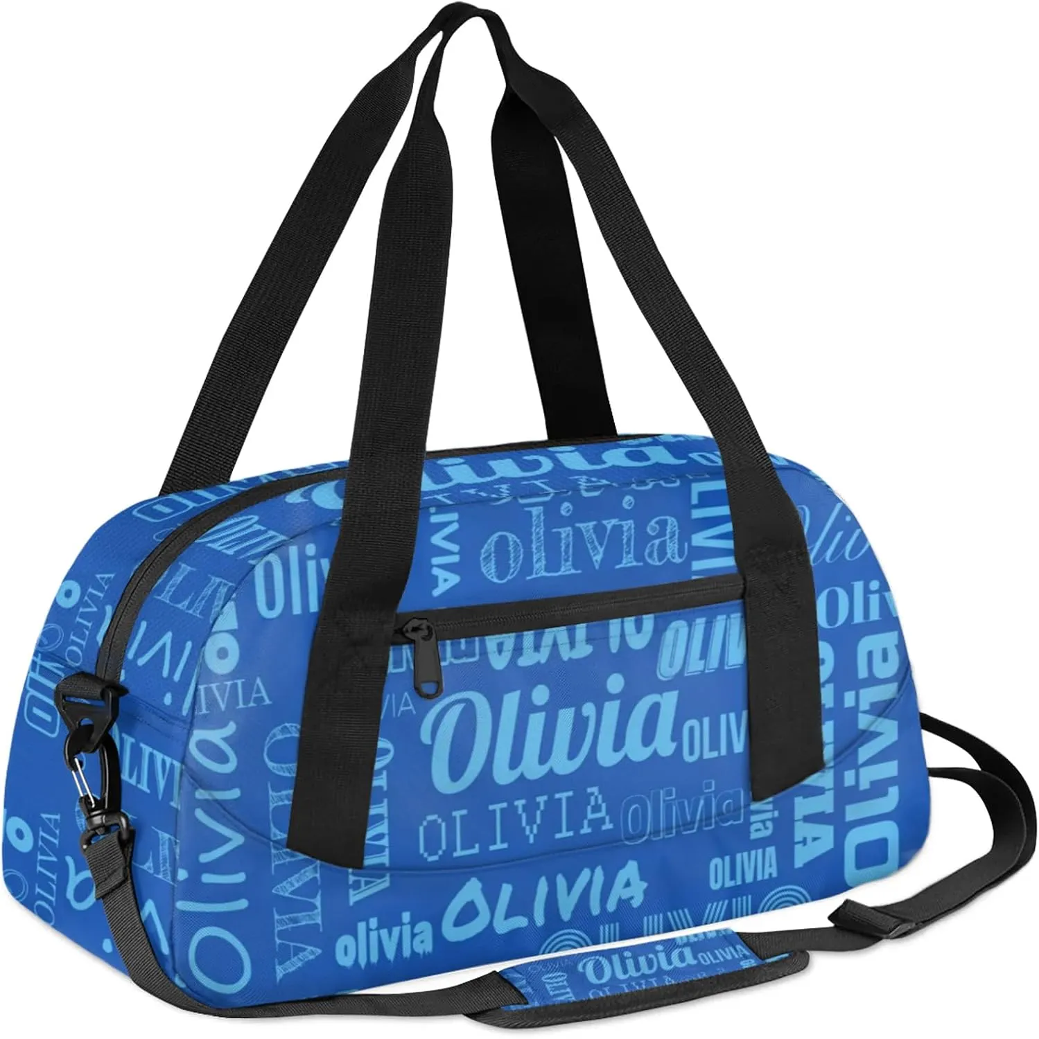 Personalized Duffel Bag with Name Custom Travel Sports Bag for Women Men Waterproof Dance Ballet Bag Lightweight 18.5in, Blue
