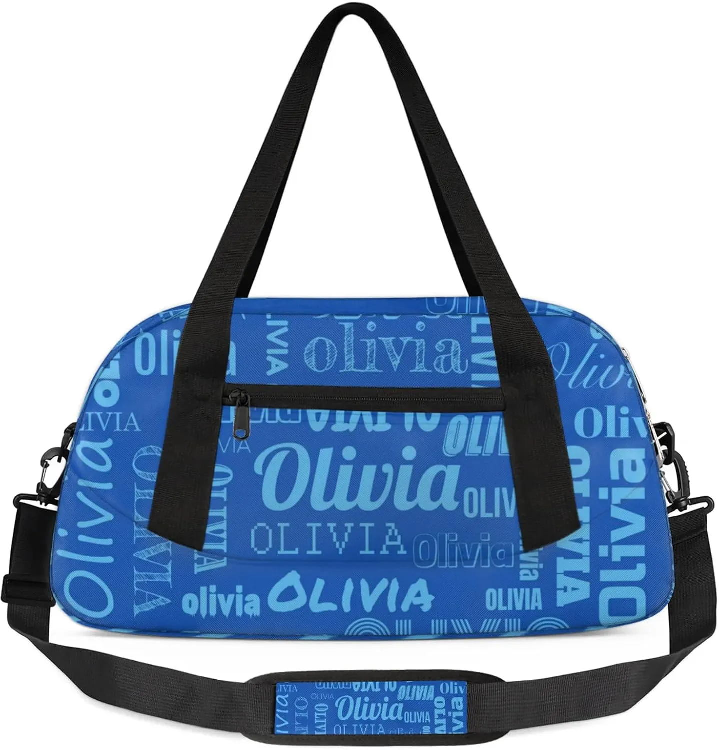 Personalized Duffel Bag with Name Custom Travel Sports Bag for Women Men Waterproof Dance Ballet Bag Lightweight 18.5in, Blue