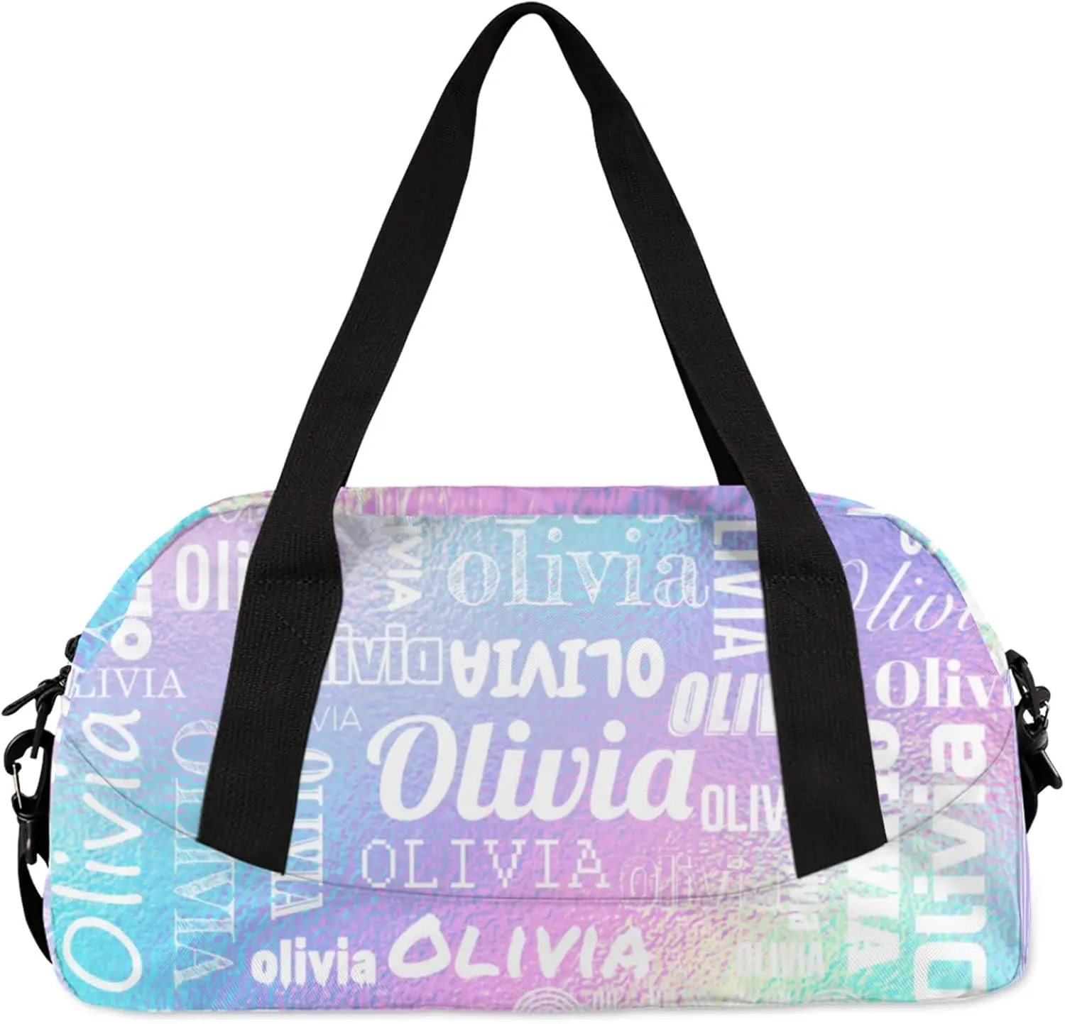 Personalized Duffel Bag with Name Custom Travel Sports Bag for Women Men Waterproof Dance Ballet Bag Lightweight 18.5in, Gradient Blue Purple