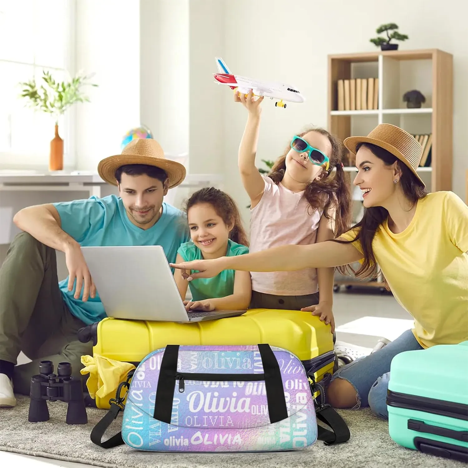Personalized Duffel Bag with Name Custom Travel Sports Bag for Women Men Waterproof Dance Ballet Bag Lightweight 18.5in, Gradient Blue Purple