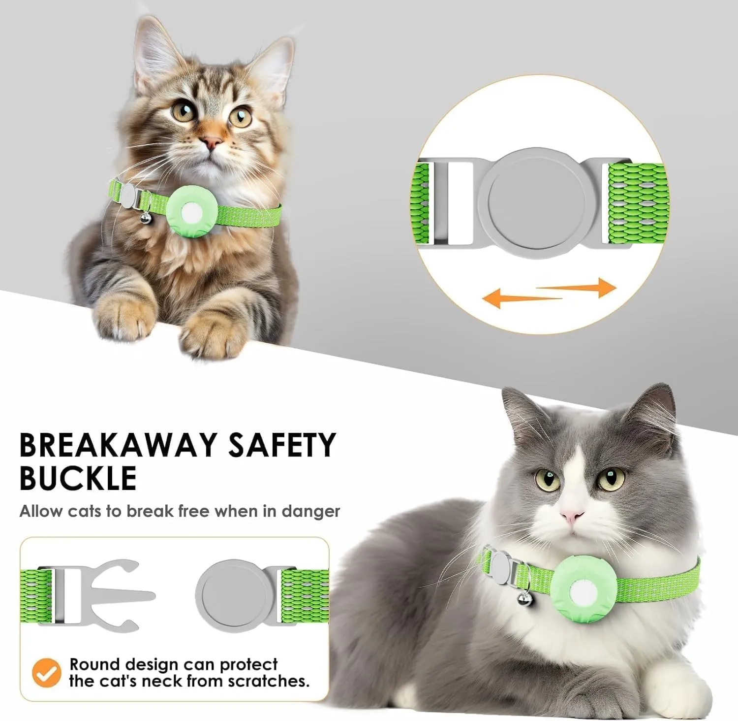 Pet Tracker for Cats,GPS Cat Tracker,Smart Pet Location Tracker with Collar and Holder,Waterproof Cat GPS Tracker Tracking Device,No Monthly Fee,Works with Apple Find My(iOS Only)-LightGreen