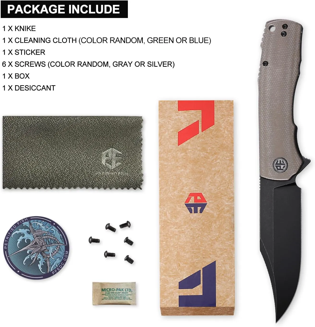 Petrified fish PFP03 Victor,3.58" K110 Satin Blade,140g Micarta Handel Flipper Liner lock Folding knife (Khaki Black Stonewashed)