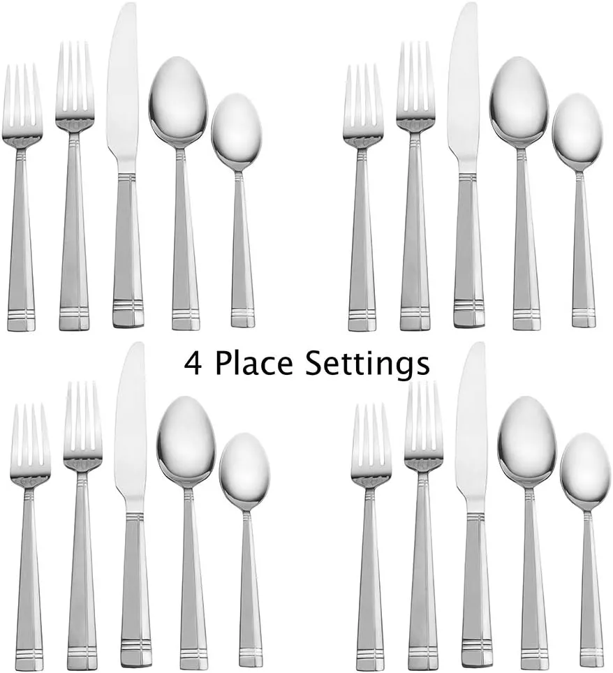 Pfaltzgraff Dawson Frost 20-Piece Stainless Steel Flatware Set, Service for 4
