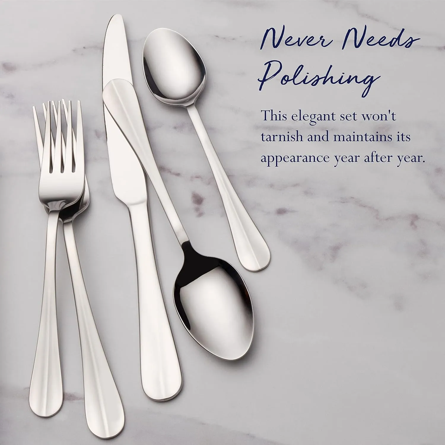Pfaltzgraff Everyday Simplicity 53-Piece Stainless Steel Flatware Set, Service for 8