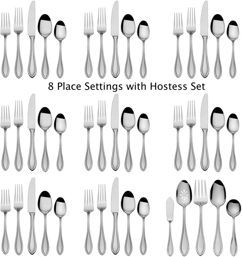 Pfaltzgraff Randall Flatware Set, 45-Piece, Stainless Steel