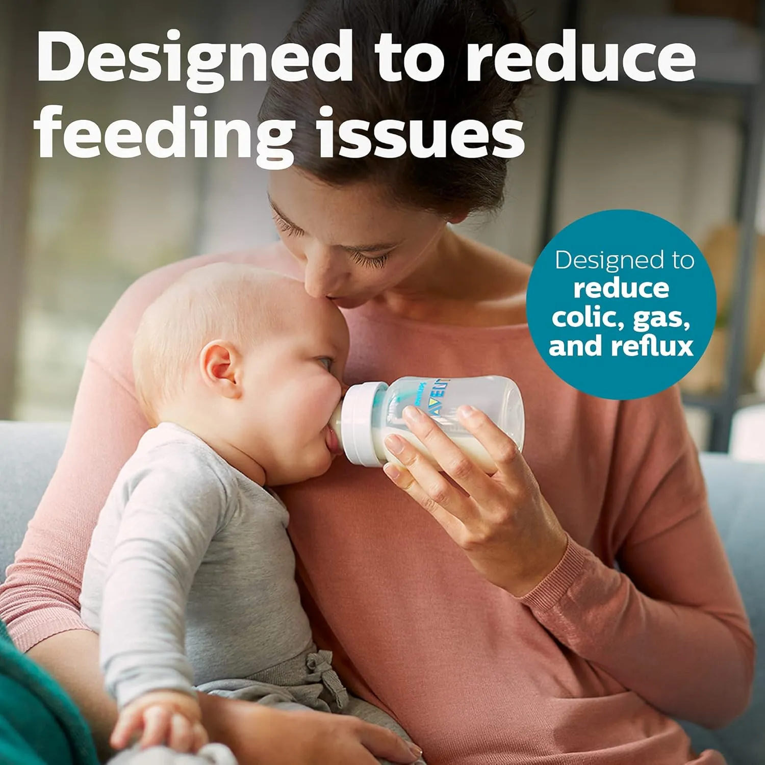 Philips Avent Anti-Colic Baby Bottle with AirFree Vent, 9oz, with Flow 2 Nipples, 1m , 4pk, Clear, SCY703/04