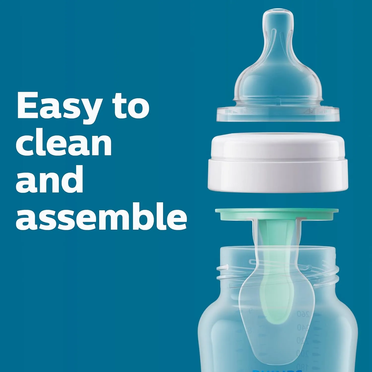 Philips Avent Anti-Colic Baby Bottle with AirFree Vent, 9oz, with Flow 2 Nipples, 1m , 4pk, Clear, SCY703/04