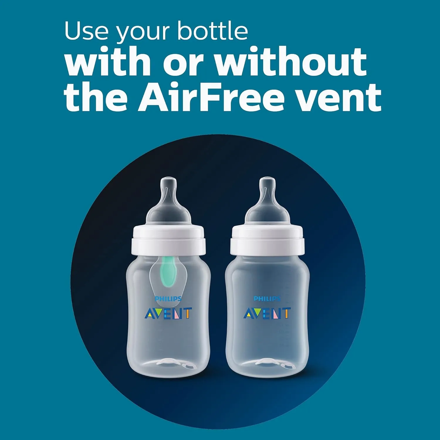 Philips Avent Anti-Colic Baby Bottle with AirFree Vent, 9oz, with Flow 2 Nipples, 1m , 4pk, Clear, SCY703/04