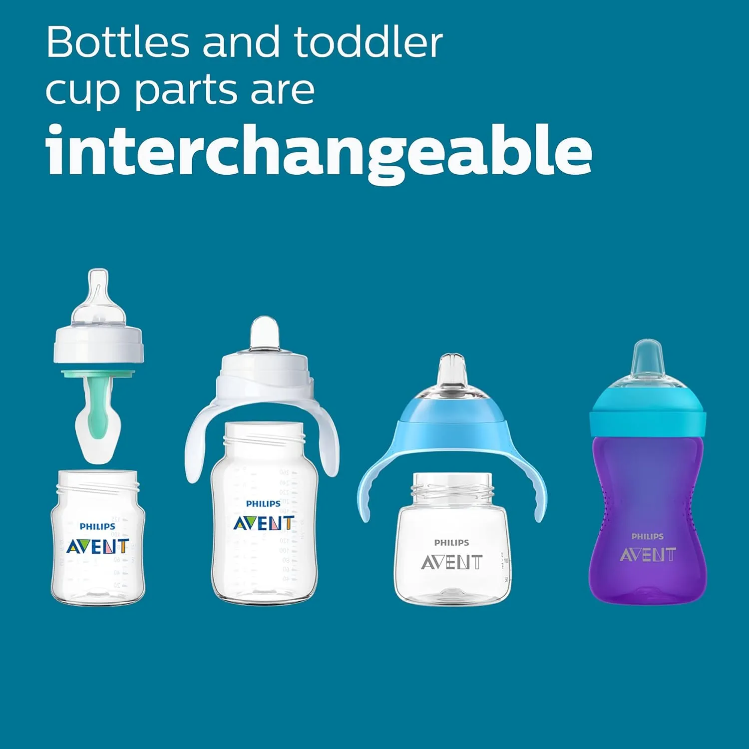 Philips Avent Anti-Colic Baby Bottle with AirFree Vent, 9oz, with Flow 2 Nipples, 1m , 4pk, Clear, SCY703/04