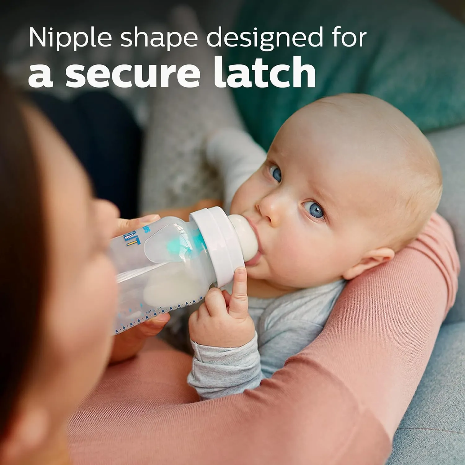 Philips Avent Anti-Colic Baby Bottle with AirFree Vent, 9oz, with Flow 2 Nipples, 1m , 4pk, Clear, SCY703/04