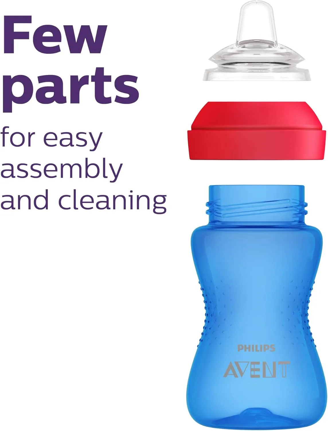 Philips AVENT My Grippy Spout Sippy Cup with Soft Spout and Leak-Proof Design, Pink/Purple, 10oz, 2pk, SCF801/22