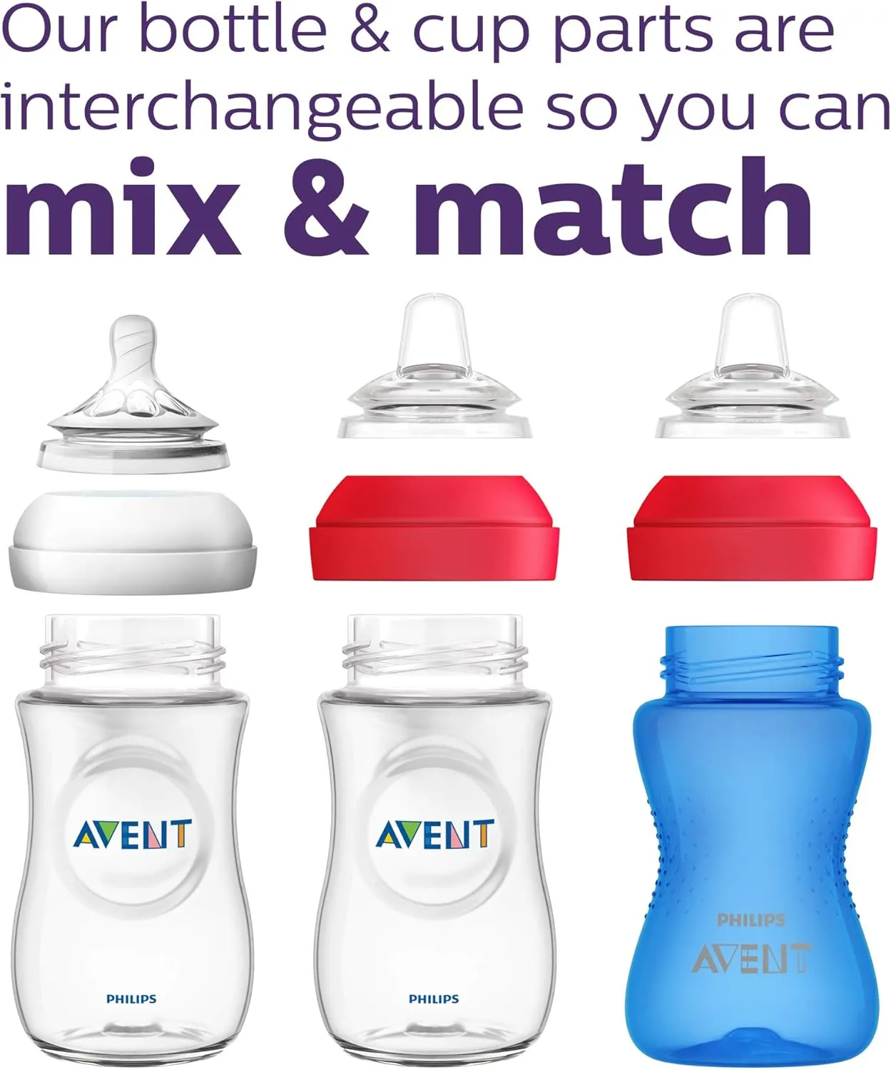 Philips AVENT My Grippy Spout Sippy Cup with Soft Spout and Leak-Proof Design, Pink/Purple, 10oz, 2pk, SCF801/22