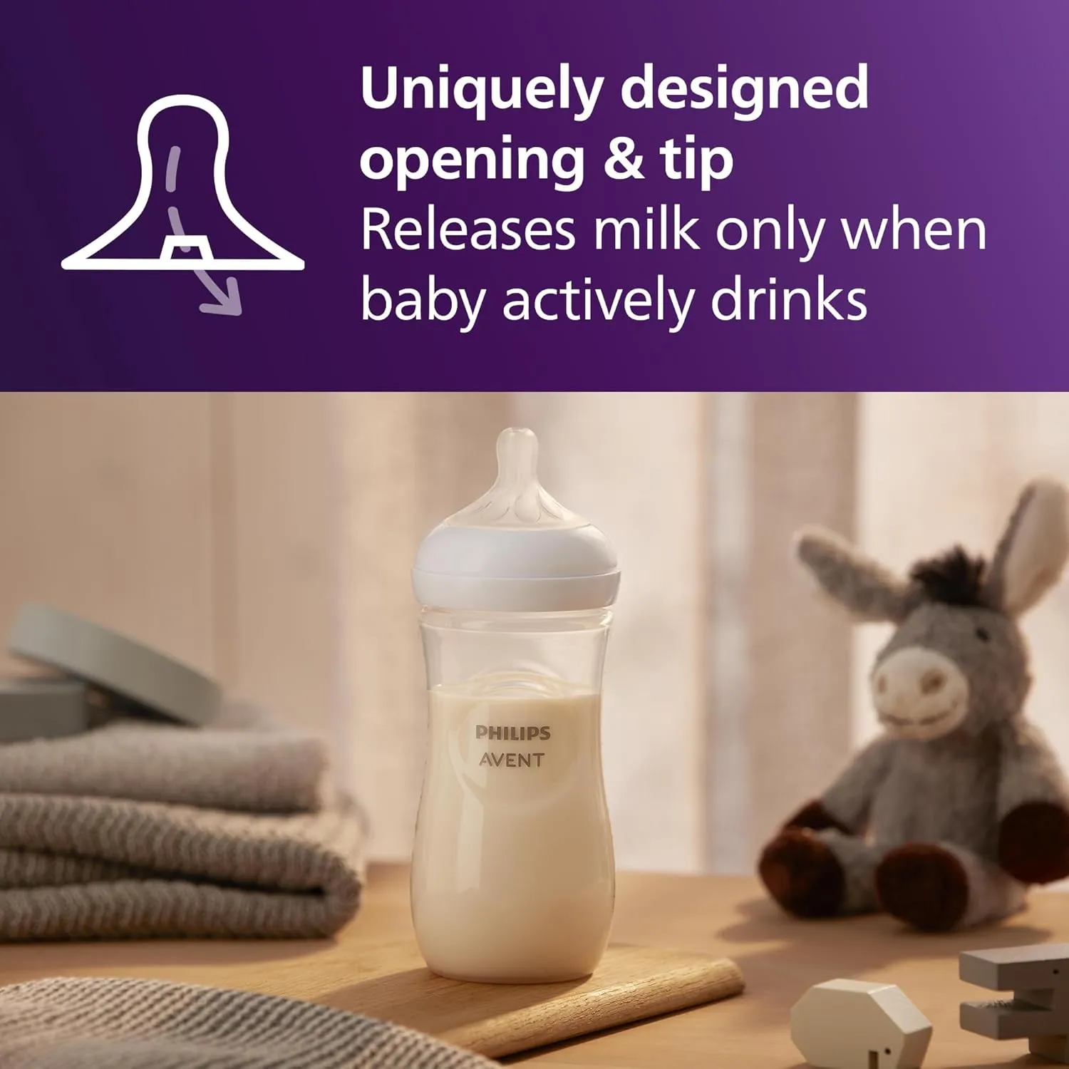 Philips Avent Natural Baby Bottles with Natural Response Nipples (Fast Flow, Flow 4), 11oz, 4-Pack, SCY906/04