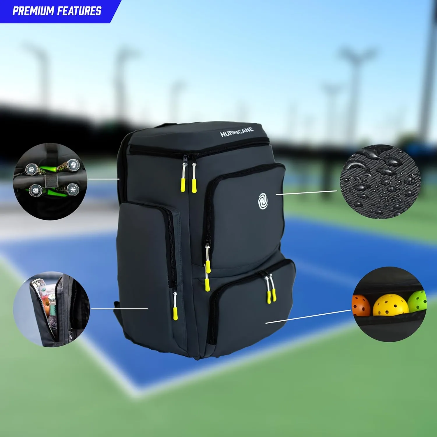 Pickleball Bag, Large Pickleball Backpack, spacious design with paddle storage, shoe compartment, thermal pocket, water bottle holder, fence hook. Ideal for all your pickleball gear