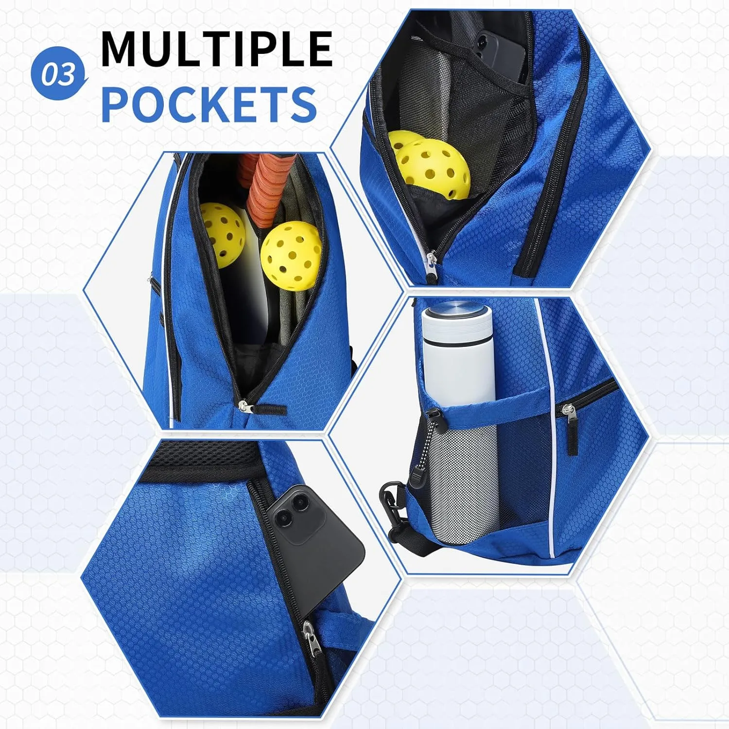 Pickleball Sling Bags 32L Convertible Reversible Paddle Rackets Bag Lightweight Casual Pack for Men Women Ladies (Blue)