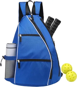 Pickleball Sling Bags 32L Convertible Reversible Paddle Rackets Bag Lightweight Casual Pack for Men Women Ladies (Blue)
