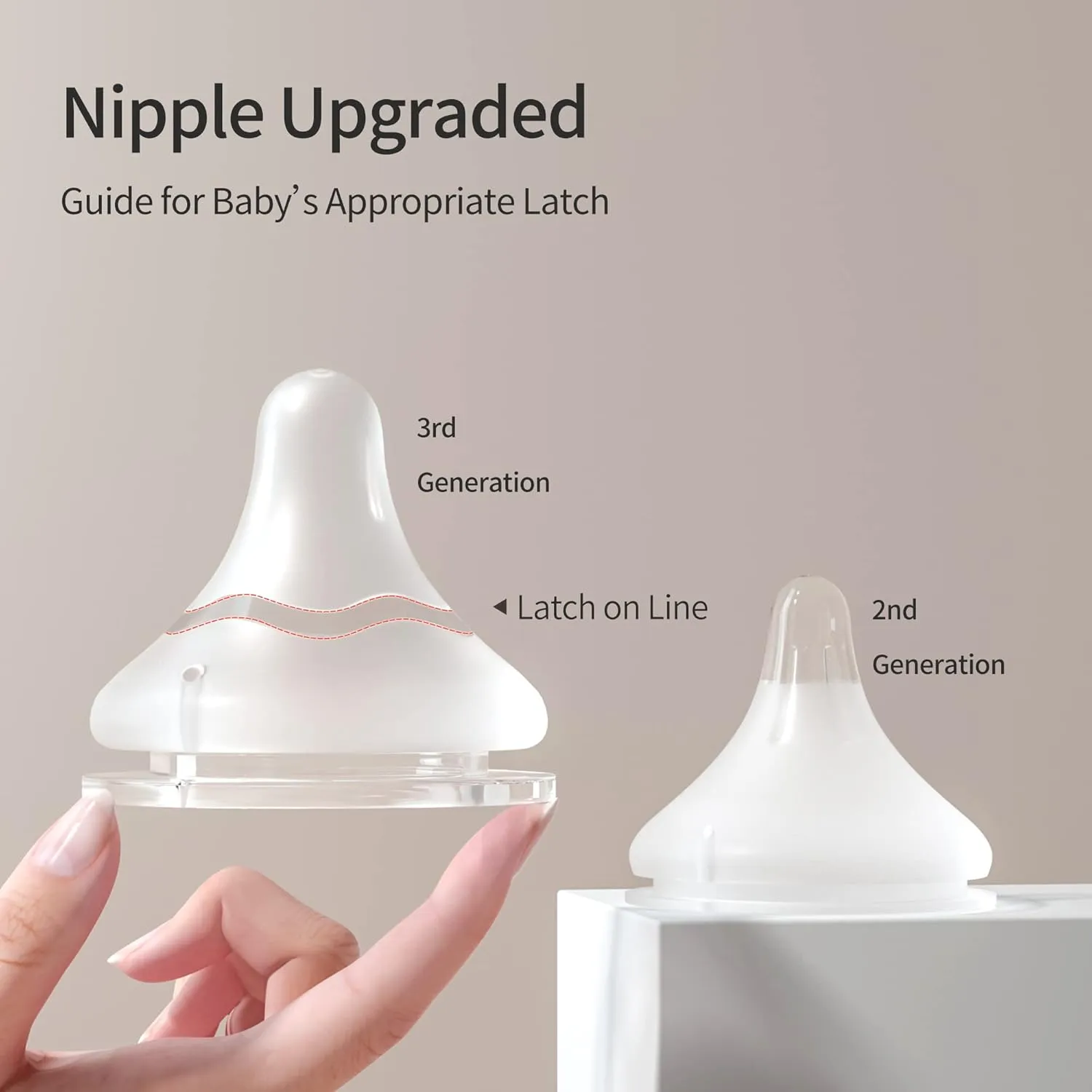 Pigeon Silicone Nipple (SS) with Latch-On Line, Natural Feel, 0  Months, 4 Counts