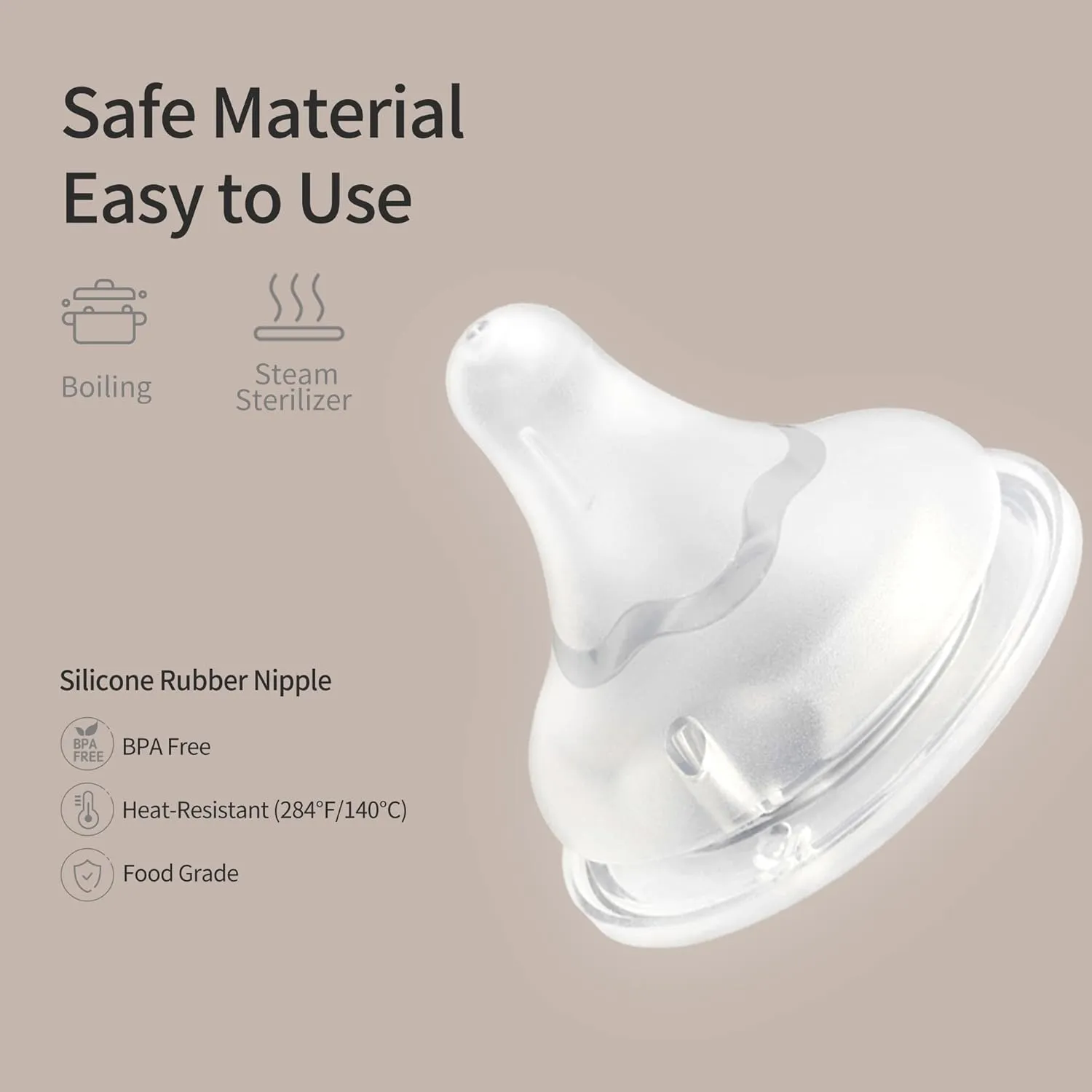 Pigeon Silicone Nipple (SS) with Latch-On Line, Natural Feel, 0  Months, 4 Counts