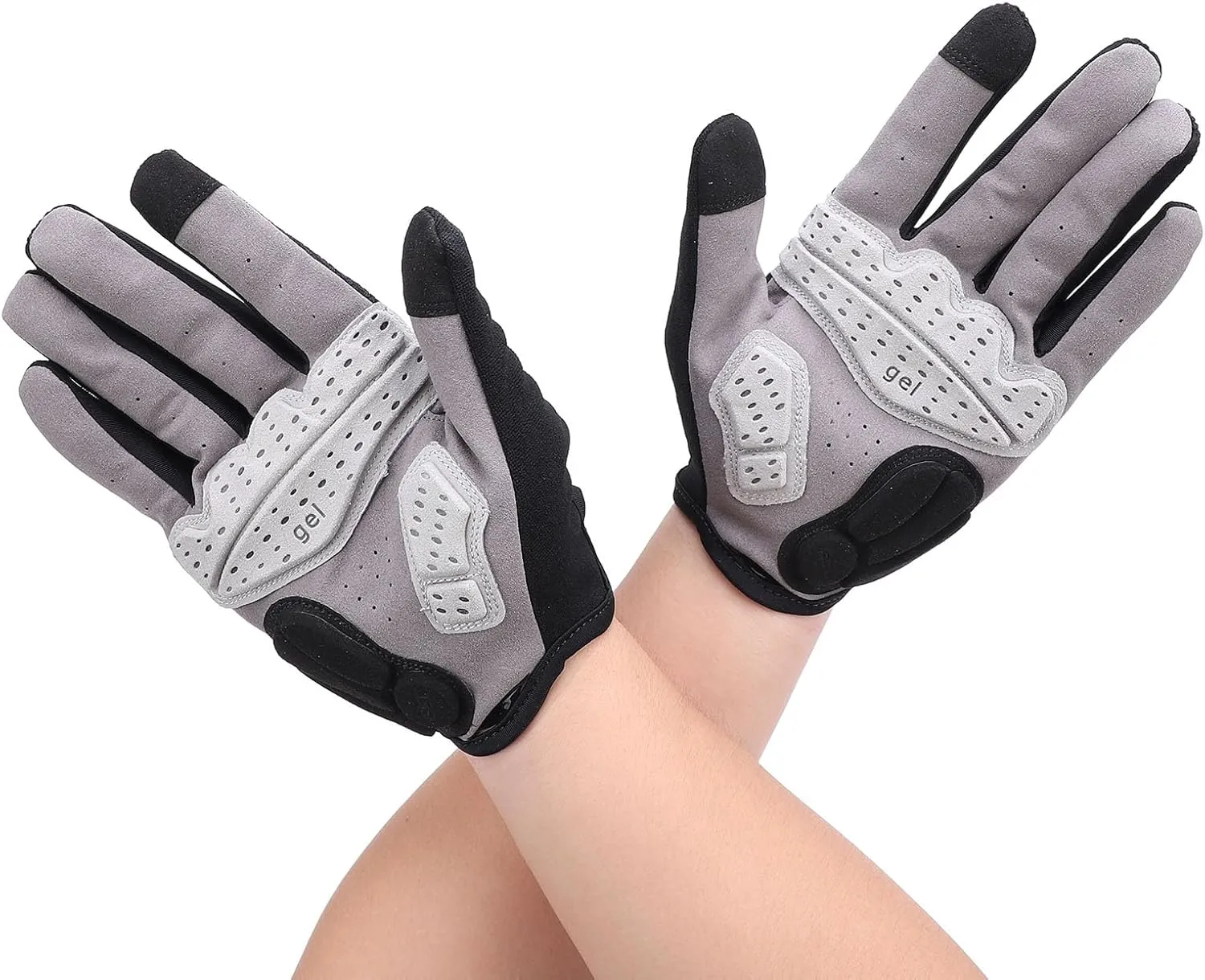 Pilipane Full Finger Cycling Gloves Shock Absorbing Touch Screen Anti Slip Workout Gloves Adjustable Wrist Size for Road Off Road Biking Outdoor Activities Elastic Fiber Cloth Microfiber
