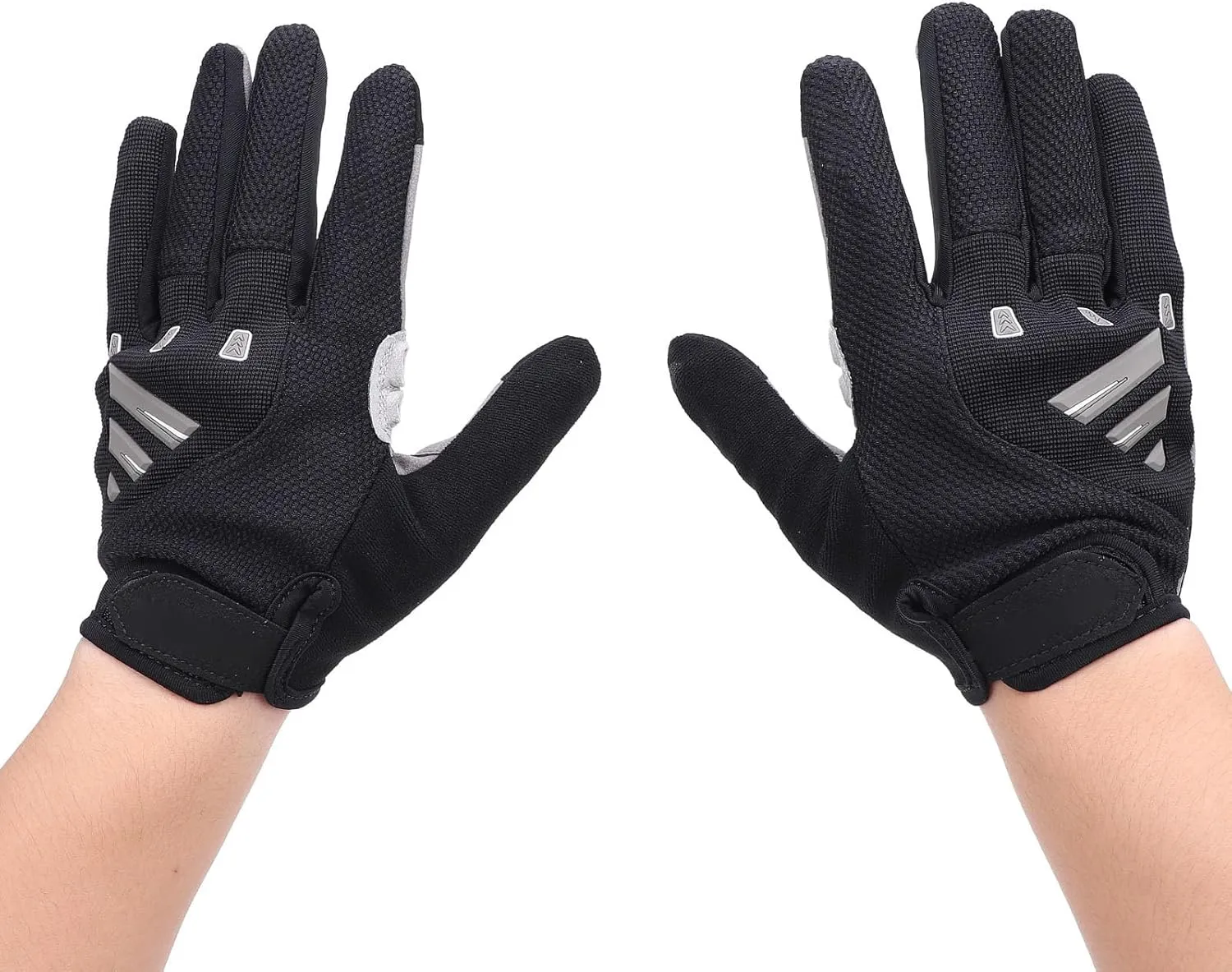 Pilipane Full Finger Cycling Gloves Shock Absorbing Touch Screen Anti Slip Workout Gloves Adjustable Wrist Size for Road Off Road Biking Outdoor Activities Elastic Fiber Cloth Microfiber