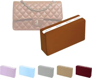 Pillow Inserts for Medium Classic Handbag, Bag Shaper Fits for Chanel Classic Flap Bag, Lightweight Memory Foam Pillows with Soft Satin (Caramel, CF Medium)