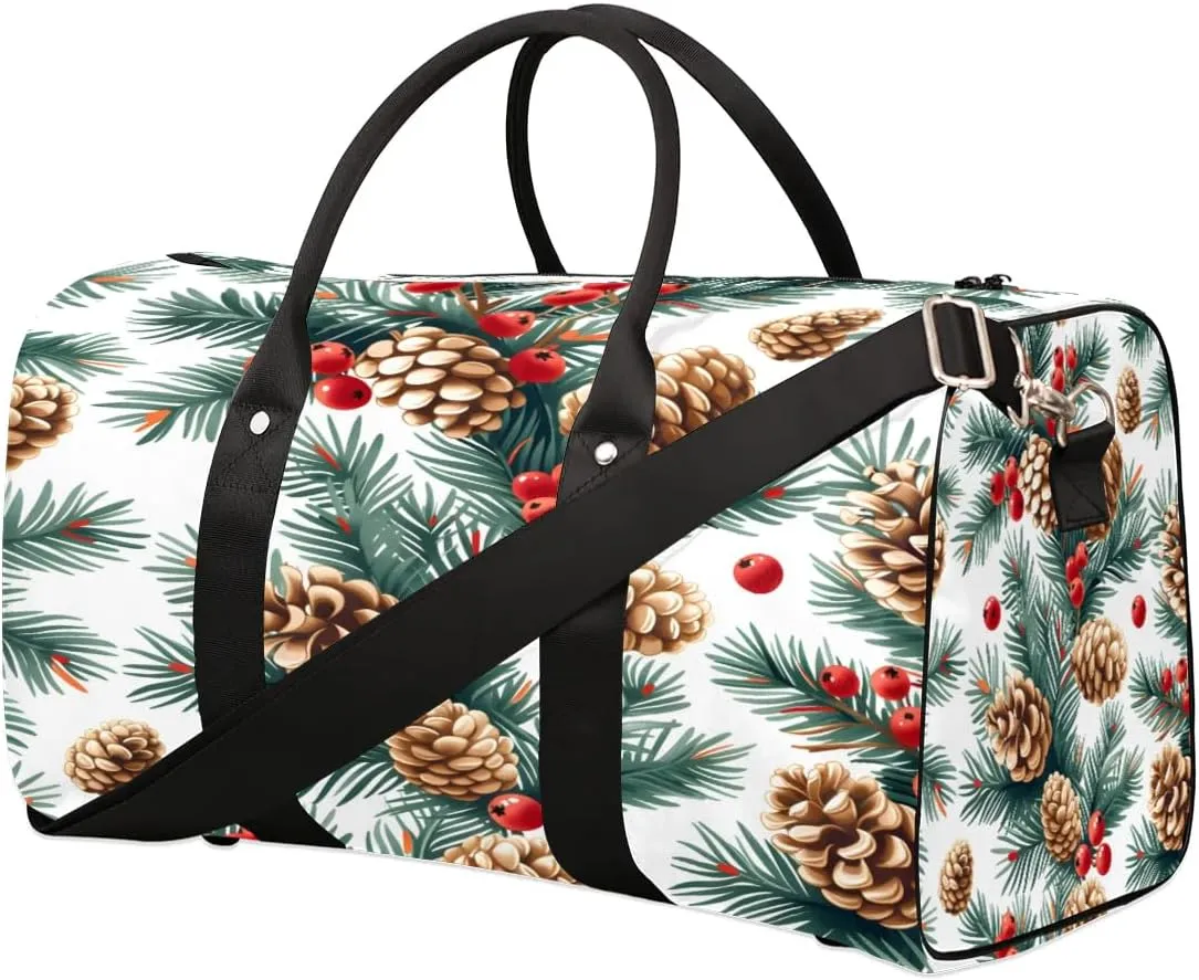 Pine Cones Pattern Travel Duffel Bag for Women Men Foldable Sport Gym Tote Bag Lightweight Waterproof Weekender Overnight Bag for Weekend Holiday Gym Swim Yoga