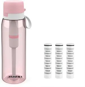 Pink Color Tritan Water Bottle With 3 Filters, 26 Ounce, BPA Free, Outdoor Sports, Camping, Biking, Yoga &School
