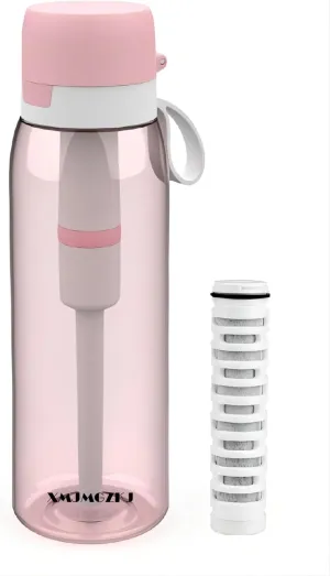 Pink Color Tritan Water Bottle With Filter, 26 Ounce, BPA Free, Outdoor Camping &Sports, Indoor Yoga &School