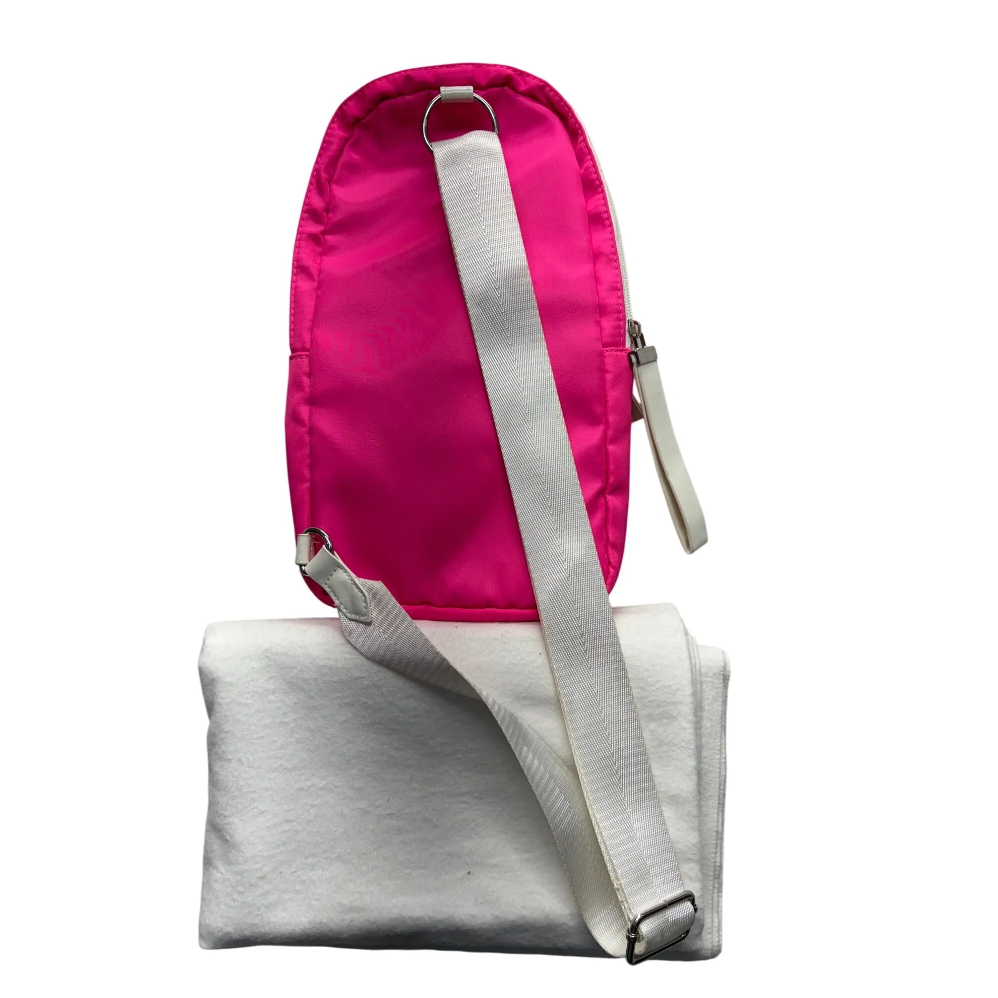 Pink Sling Bag With White Adjustable Strap #7674