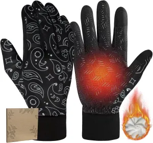Pixel Panda Outdoor Winter Touchscreen Warm Gloves, Water Resistant Windproof Anti-Slip Sports Gloves for Cycling Driving Running Hiking Climbing Skiing Sports