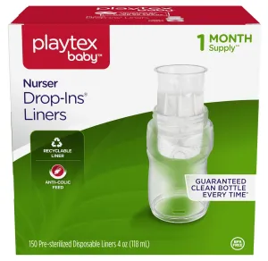 Playtex Baby Nurser Pre-Sterilized Disposable Bottle Liners, Closer to Breastfeeding, 4 oz, 150 Count (Pack of 1)