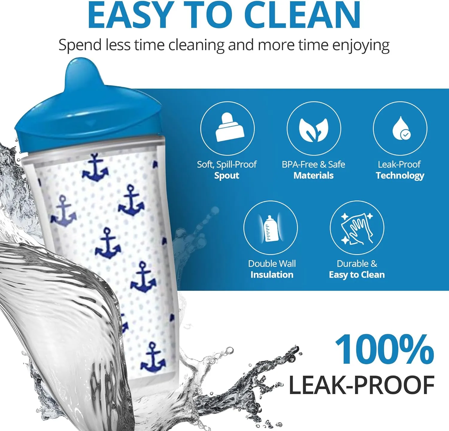 Playtex Baby Sipsters Stage 3 Spill-Proof, Leak-Proof, Break-Proof Spout Cup for Boys - Blue, Limited Edition, 9 Oz, 2 Count