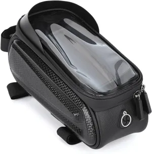 plplaaoo PVC Black Hard Shell Performance Bike Bag with TPU Touching Screen for Navigation Enhanced Zipper Sun Visor Design for Cycling Biking Outdoor Activities 23x14x11cm
