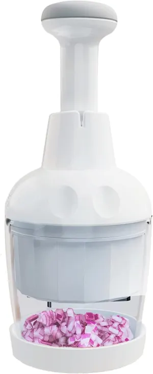 Pαmperεd Chεf Food Chopper, Vegetable Chopper, Onion Chopper, Garlic Chopper, Nuts Chopper - Hand Chopper For Vegetables Salads Onion Ginger Carrot Garlic Fruit, Dishwasher-safe, White, Easy to Clean