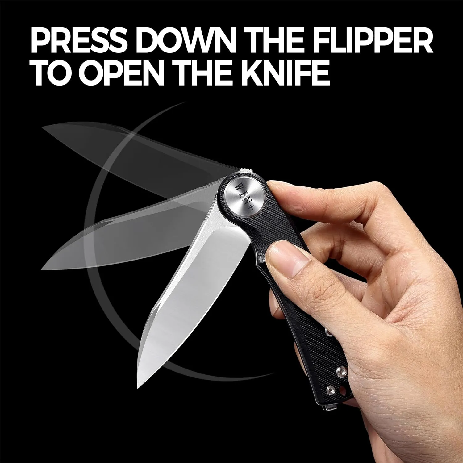 Pocket Knife, Folding Knife with Clip, Tactical Knives with Ball Bearing and Liner Lock, D2 Small EDC Knife for Camping Survival Hunting 3618 (Black-G10)