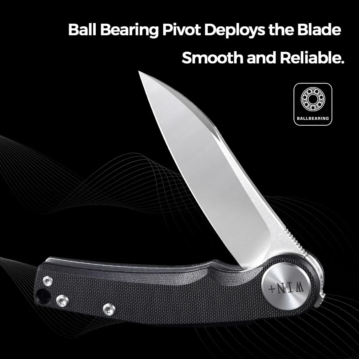 Pocket Knife, Folding Knife with Clip, Tactical Knives with Ball Bearing and Liner Lock, D2 Small EDC Knife for Camping Survival Hunting 3618 (Black-G10)