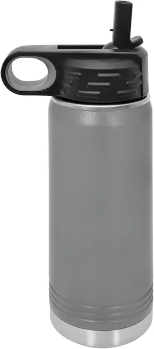 Polar Camel 40 oz Stainless Steel Water Bottle with Flip Top Lid and Straw (Dark Gray)
