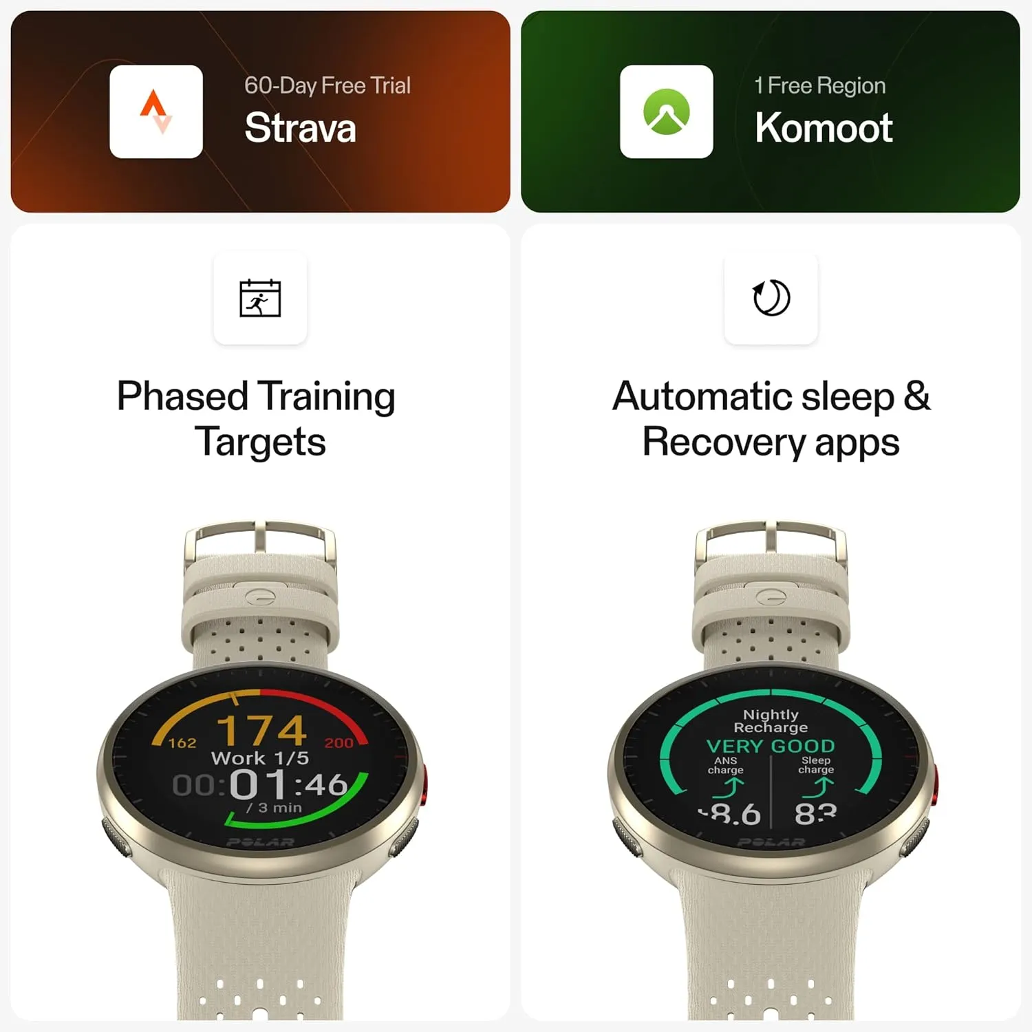 POLAR Pacer Pro Advanced Ultra-Light GPS Fitness Tracker Smartwatch for Runners with Training Program & Recovery Tools; S-L, for Men or Women, Champagne Gold