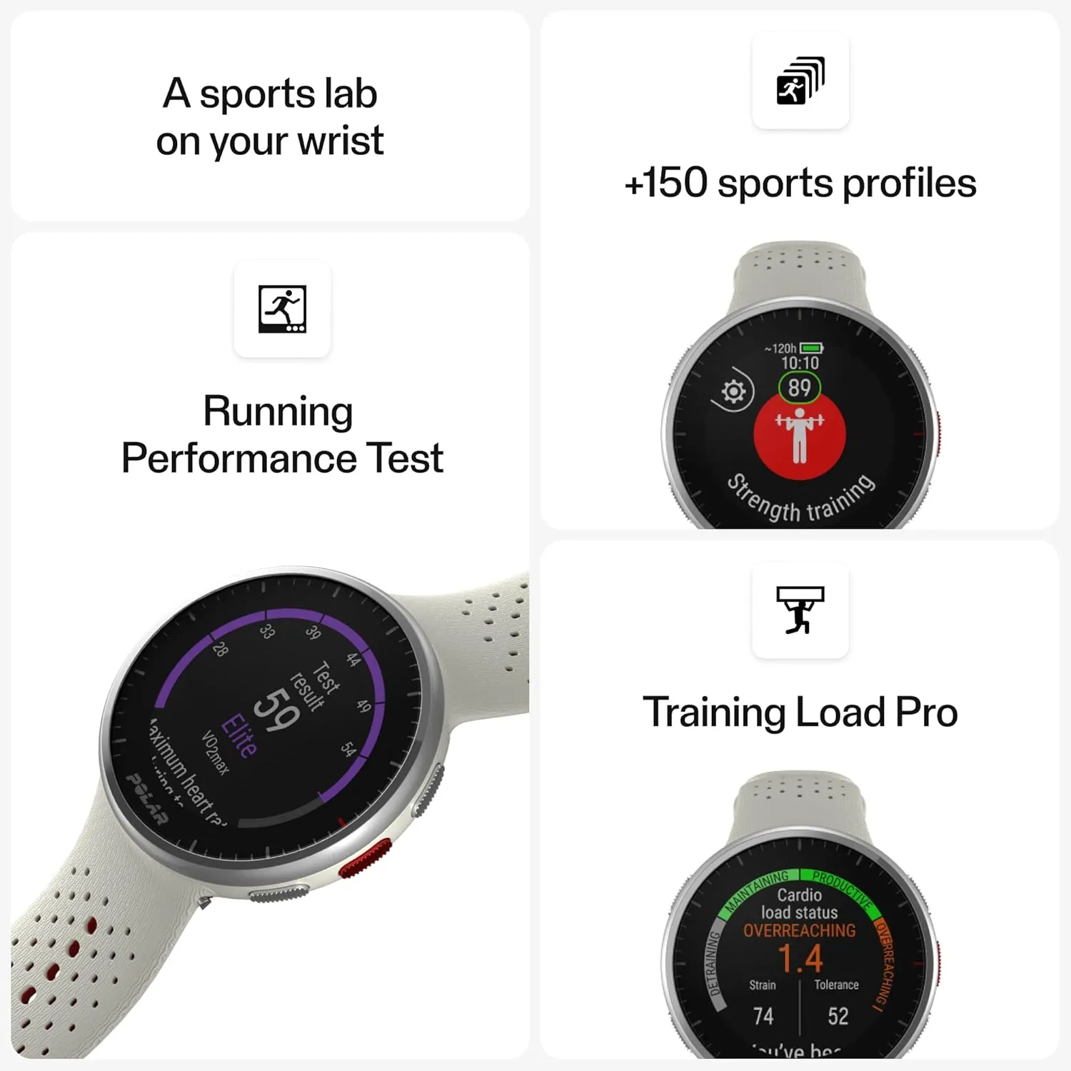 POLAR Pacer Pro Advanced Ultra-Light GPS Fitness Tracker Smartwatch for Runners with Training Program & Recovery Tools; S-L, for Men or Women, White-Red