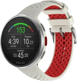 POLAR Pacer Pro Advanced Ultra-Light GPS Fitness Tracker Smartwatch for Runners with Training Program & Recovery Tools; S-L, for Men or Women, White-Red