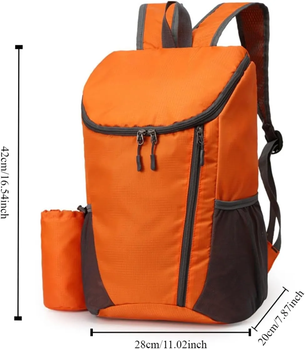 Portable Foldable Backpack Folding Mountaineering Bag, Ultralight Outdoor Cycling Rucksack, Travel Hiking Knapsack(Orange)