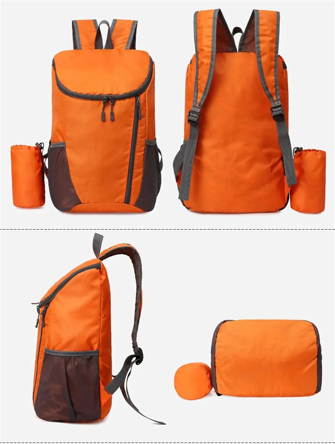 Portable Foldable Backpack Folding Mountaineering Bag, Ultralight Outdoor Cycling Rucksack, Travel Hiking Knapsack(Orange)