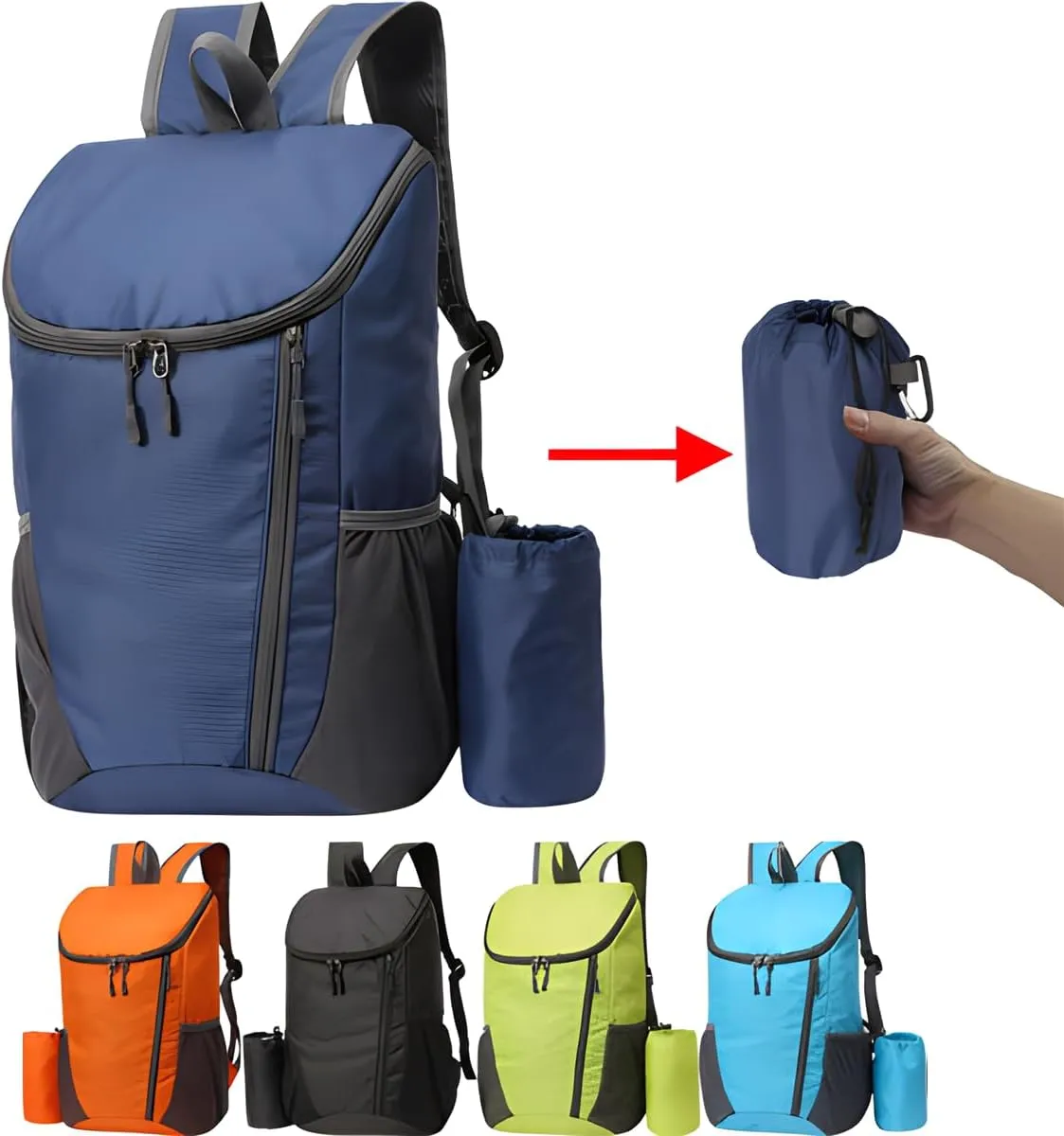 Portable Foldable Backpack Folding Mountaineering Bag, Ultralight Outdoor Cycling Rucksack, Travel Hiking Knapsack(Orange)