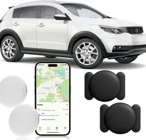 Portable GPS Tracker for Car,No Monthly Fee Magnetic adsorption Car Tracker,Real Time Tracking Car Locator,Hidden GPS Car Tracker Work with Apple Find My App(iOS Only) (Black,2PCS)