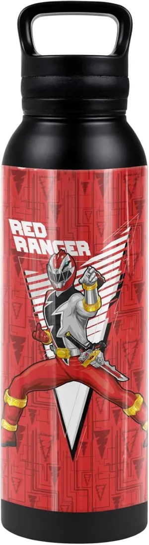 Power Rangers: Dino Fury OFFICIAL Red Ranger Character 24 oz Insulated Canteen Water Bottle, Leak Resistant, Vacuum Insulated Stainless Steel with Loop Cap