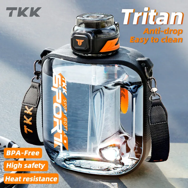Premium Sports Water Bottle – 1/1.6/2L TRITAN Fitness Bottle, Leak-Proof, BPA-Free, Heat & Cold Resistant, Ergonomic Spout, Easy Carry Lanyard for Hiking, Gym, Outdoor Travel, and Daily Use