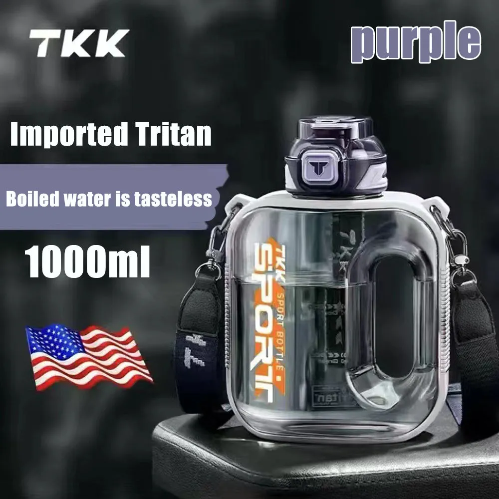 Premium Sports Water Bottle – 1/1.6/2L TRITAN Fitness Bottle, Leak-Proof, BPA-Free, Heat & Cold Resistant, Ergonomic Spout, Easy Carry Lanyard for Hiking, Gym, Outdoor Travel, and Daily Use