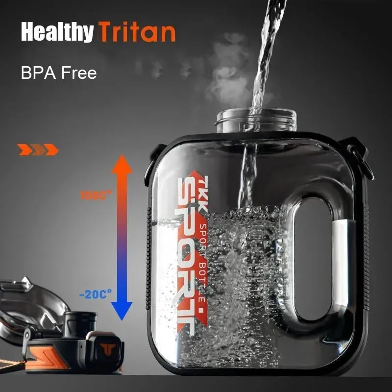 Premium Sports Water Bottle – 1/1.6/2L TRITAN Fitness Bottle, Leak-Proof, BPA-Free, Heat & Cold Resistant, Ergonomic Spout, Easy Carry Lanyard for Hiking, Gym, Outdoor Travel, and Daily Use