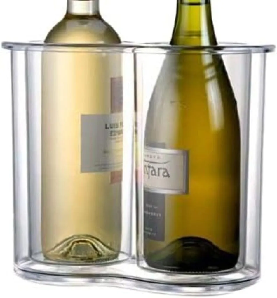 Prodyne Twin-Chill 2 Bottle Iceless Wine Cooler, Clear
