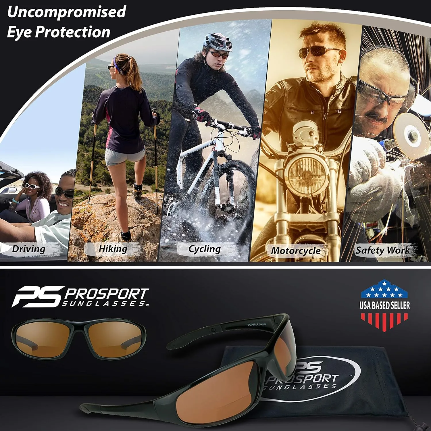proSPORT Blue Blocking Bifocal Sunglasses Reader Men Women Safety Z87 Protective HD Lens